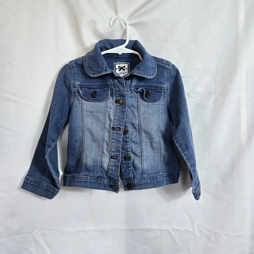Gymboree Girls Blue Denim Front Button Collared Casual Stretch Jean Jacket 3T‎